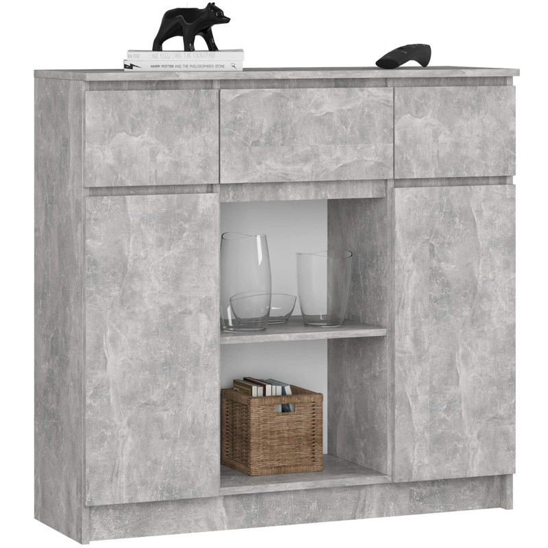 Akord K100 Dresser - 101 Cm, 2 Doors, 3 Drawers, 4 Shelves, 101x35x98 Cm