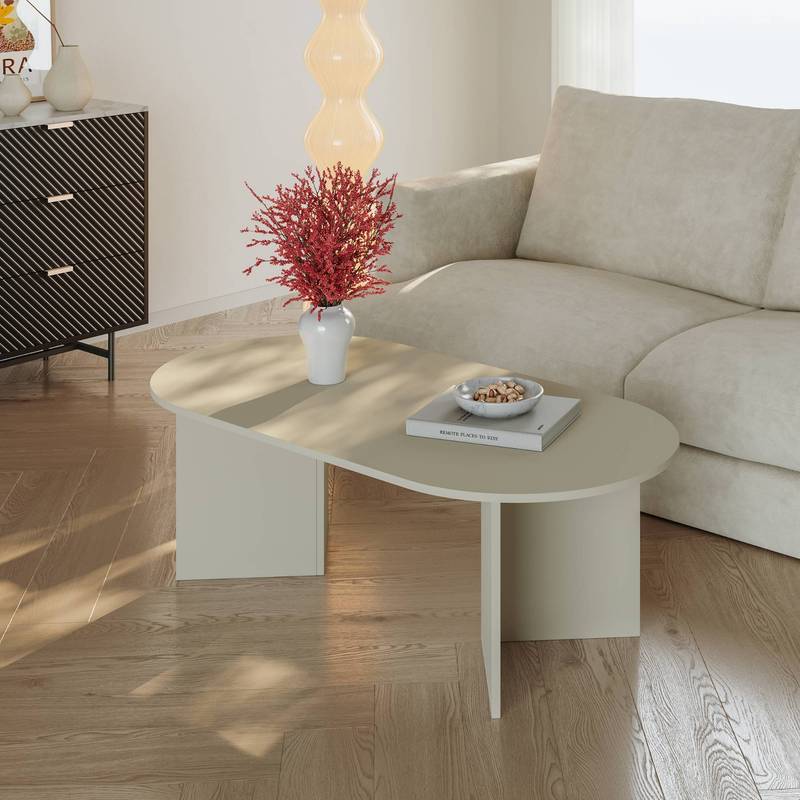 TEMU Table basse , Table de salon, 119 x 60 x 40 cm avec plateau ovale