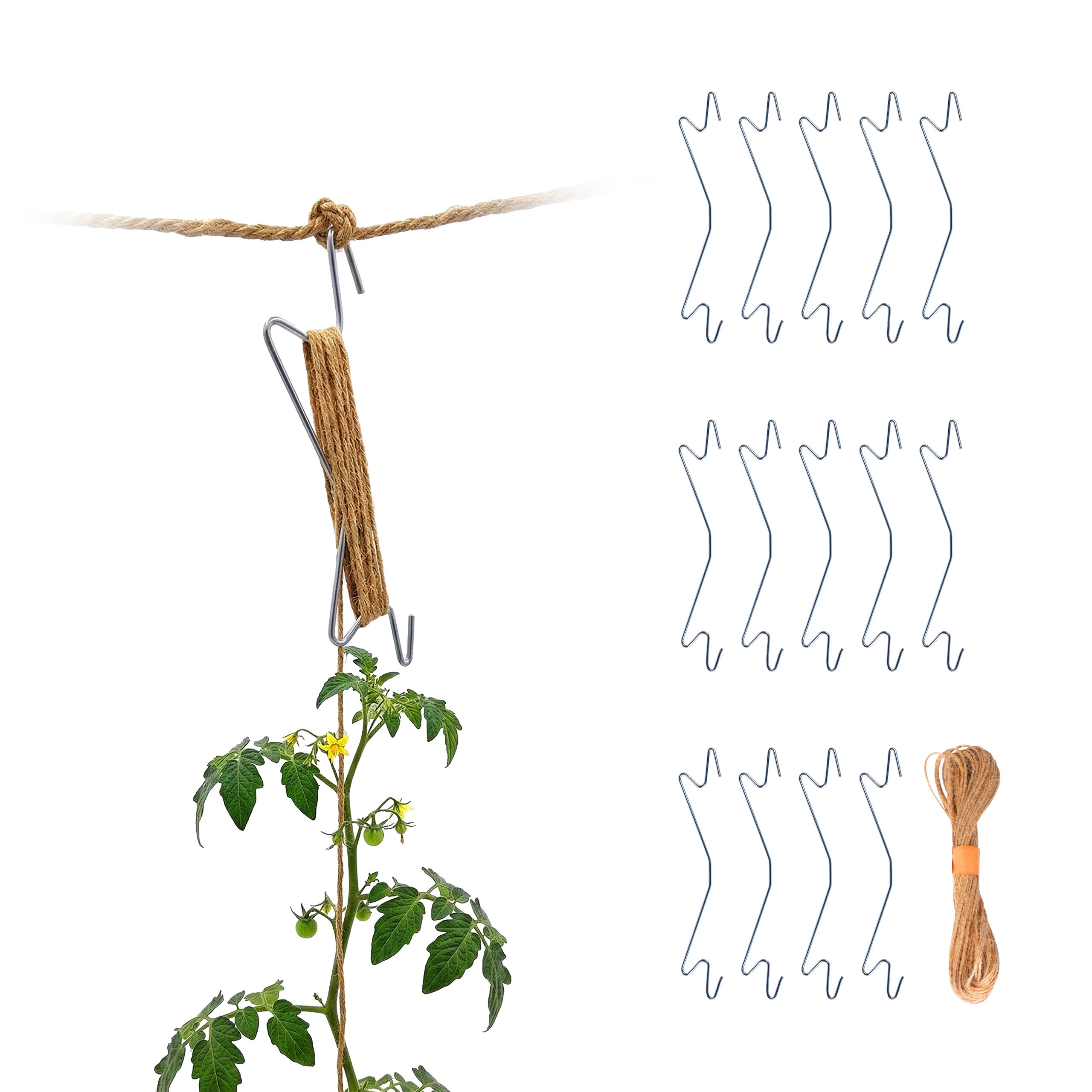 E-shop 15x Tomaten Haken + Schnur in Silber