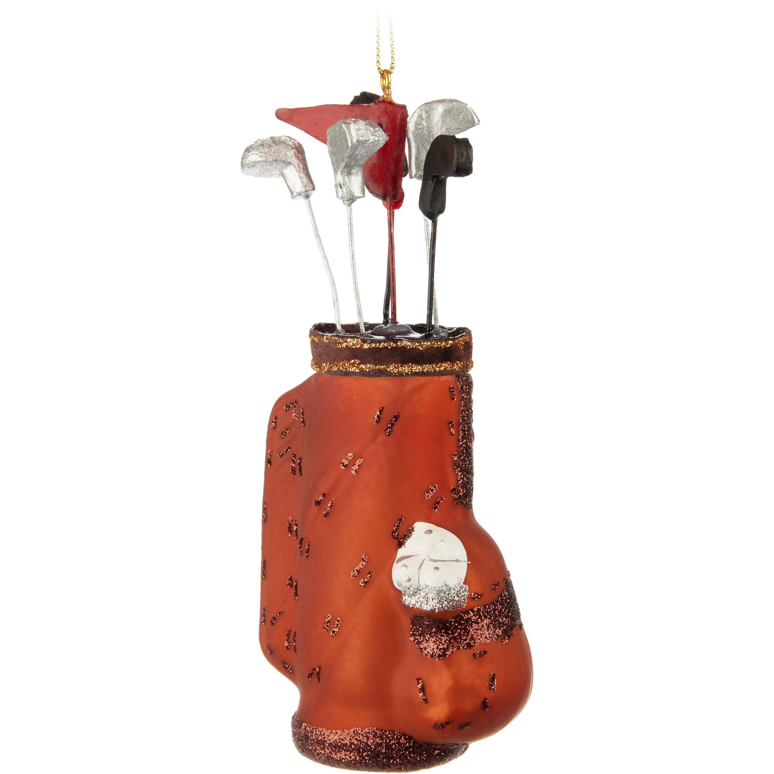 Image of Brubaker Golf - Hand-painted Glass Christmas Ornament - Brown Golf Bag With Golf Clubs - Hand-blown Christmas Tree Ornament Figure - Funny Decorative Pendant Tree Ball -