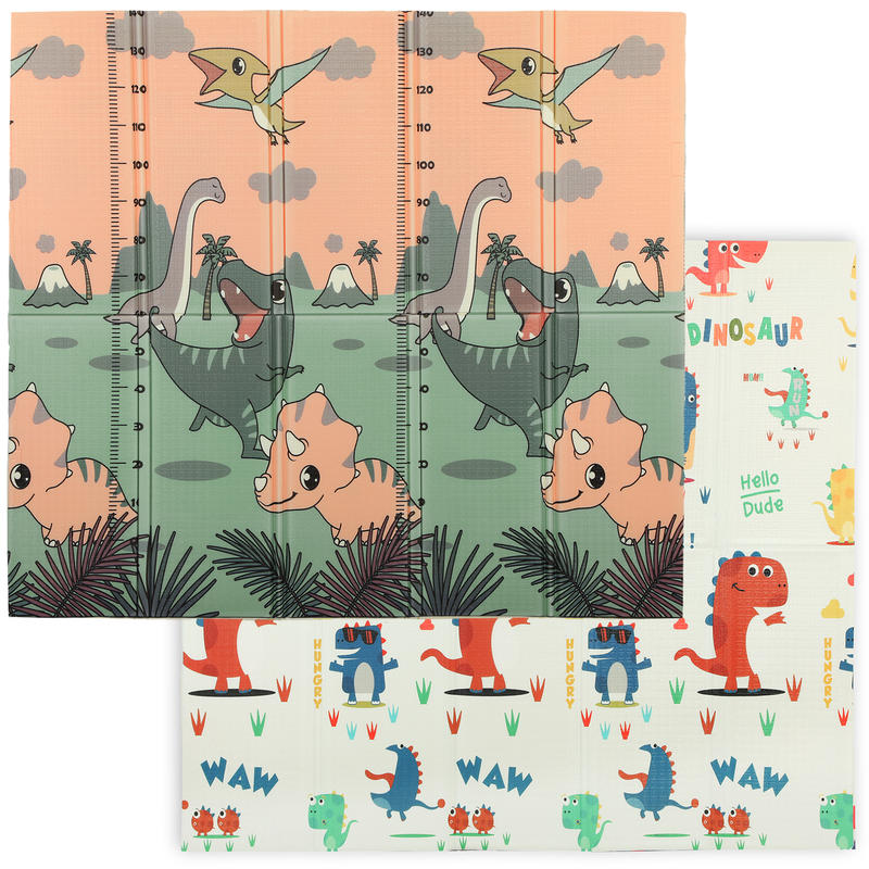 Podloga za bebe 196 X 176 X 1.5 Cm Sklopiva Dvostrana Podloga za Puzanje Višebojna