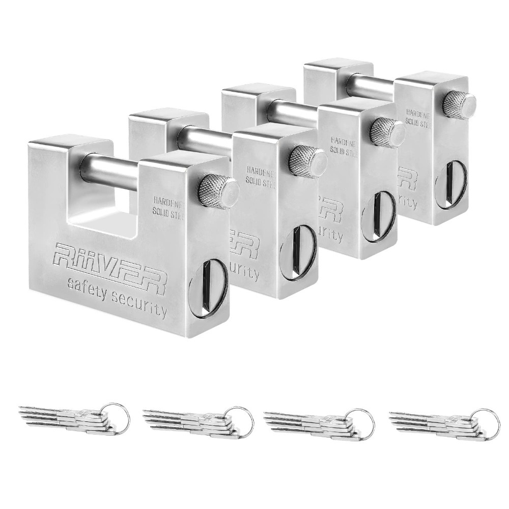TEMU 4pcs Container Padlock 94mm Heavy Duty Padlock Lock Waterproof For Garage Warehouse Shipping, Container, Garage, Shed, Motorbike, (silver)