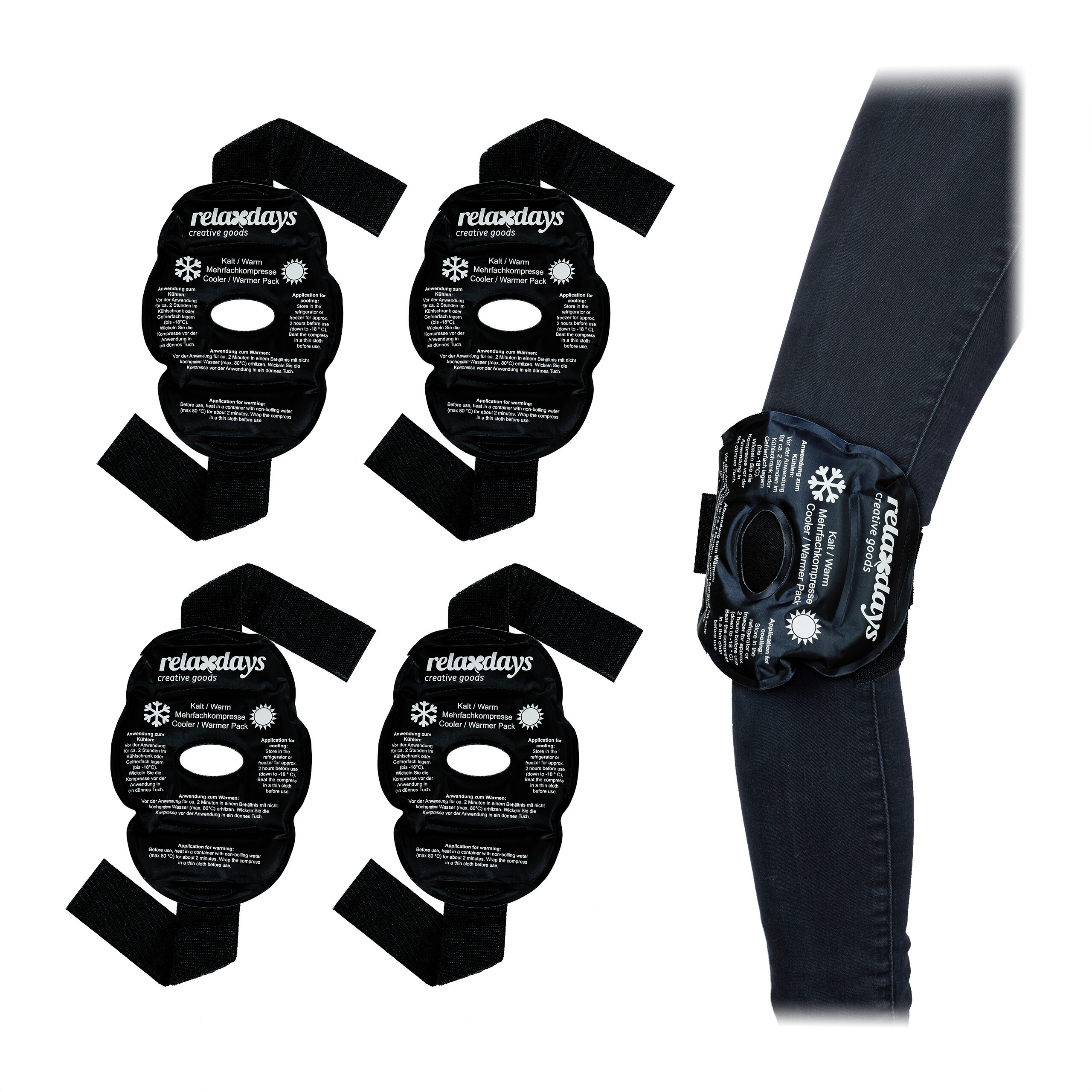 4 X Knee Cooling Pads In Black