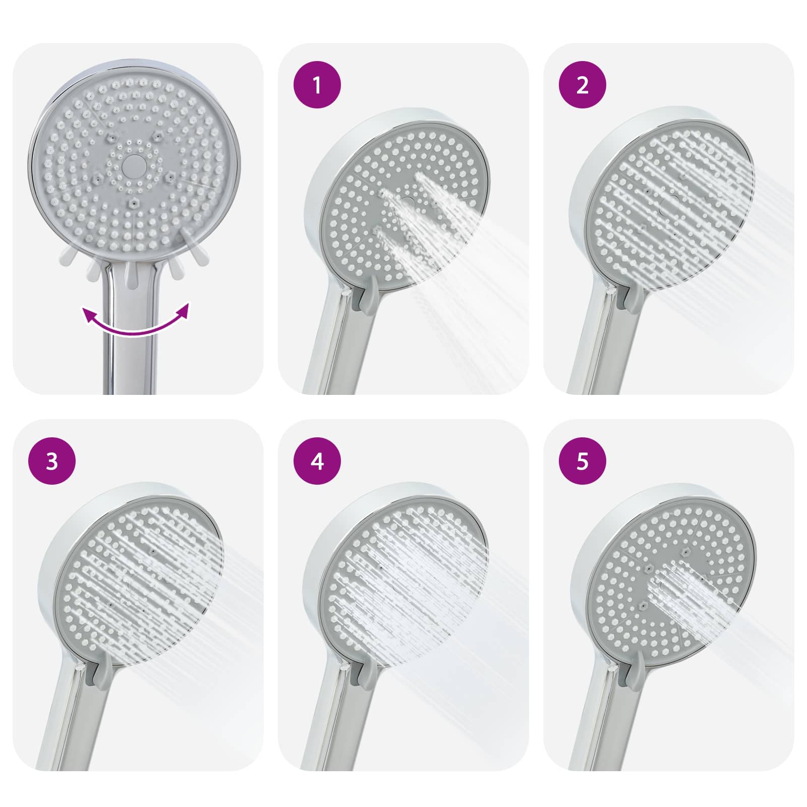 Mayfair Chrome Shower Head Set with Rectangular Mixer Tap