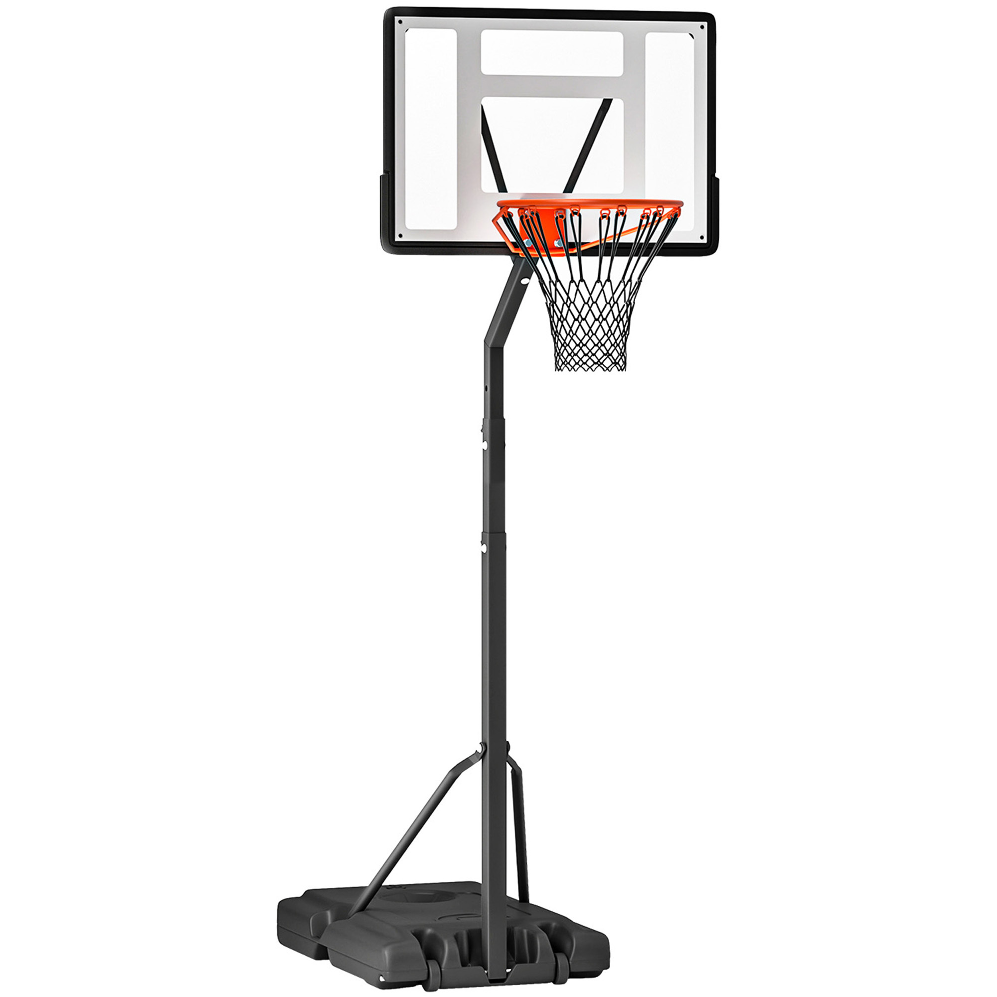 TEMU Outdoor Basketball Hoop With Stand, 255-305cm Height Adjustable Basketball Stand With Wheels, Basketball Backboard Stand, Basketball , Steel