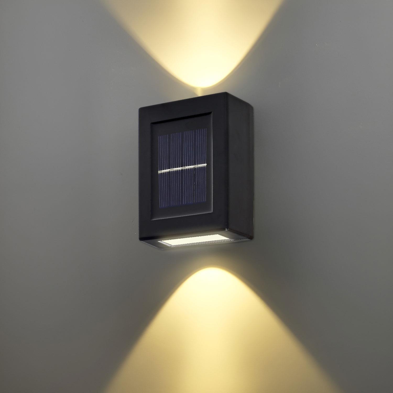 taylor brown 4 pack solar wall lights outdoor   down ip65 waterproof warm white for garden fence pathway decor details 5