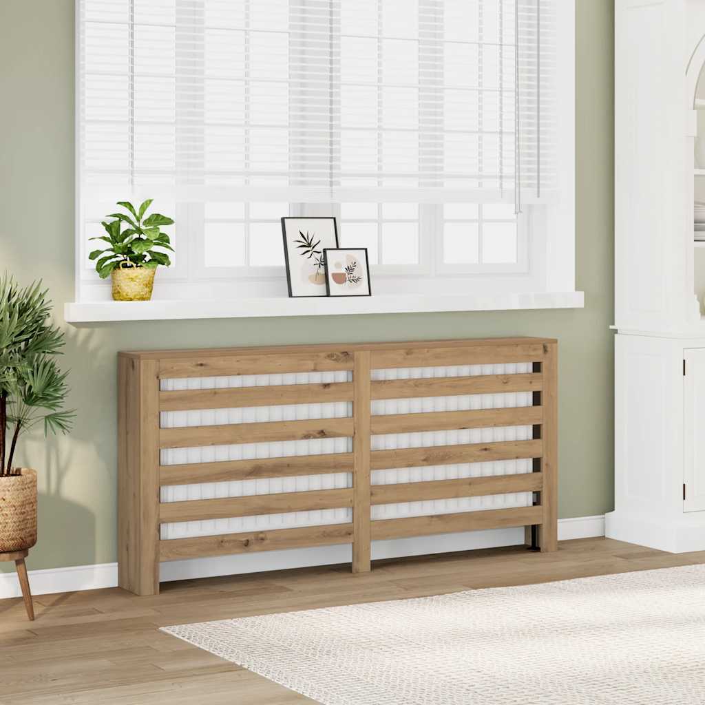 Image of Heater Cover, Modern Lattice Design Heating Cover For Living Room, Wooden Heater Cover, Oak 149x20x82cm Wood-based Material