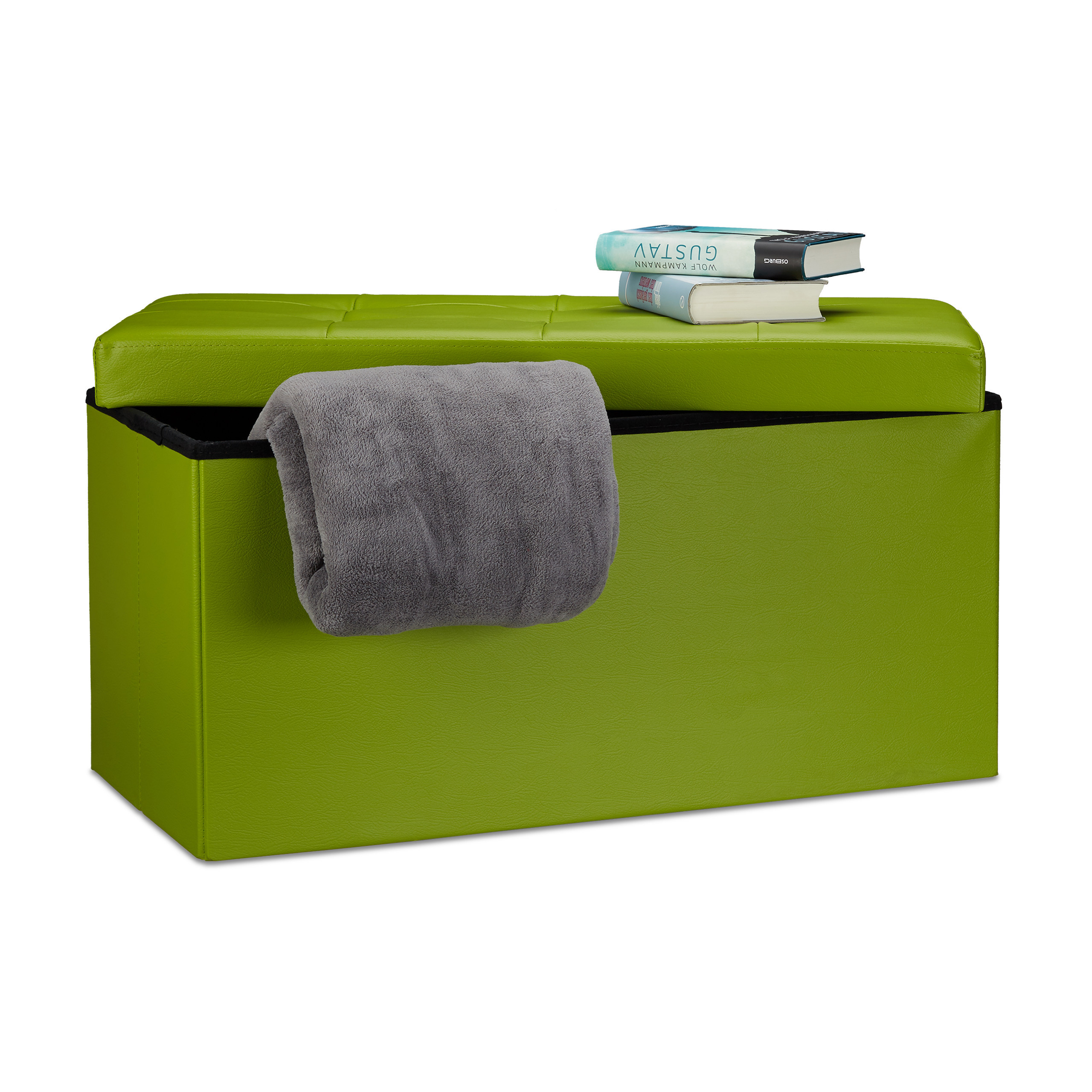 Green Storage Bench - (w)76 X (h)38 X (d)38 Cm
