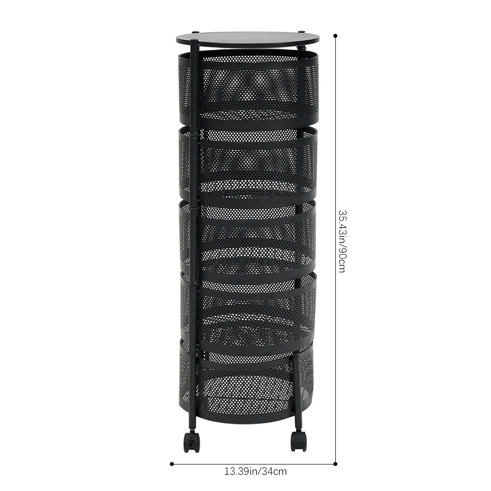 Large Capacity Round Metal Kitchen Storage Rack with Wheels