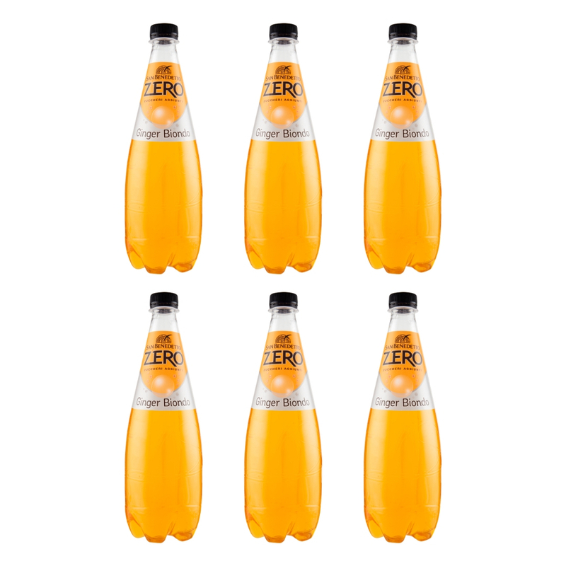Image of San Benedetto 0 Blonde Ginger Sparkling Drink, Sugar-free, Ginger Beverage, 6 X 750ml, Carbonated Water, Calorie-free, Healthy Alternative
