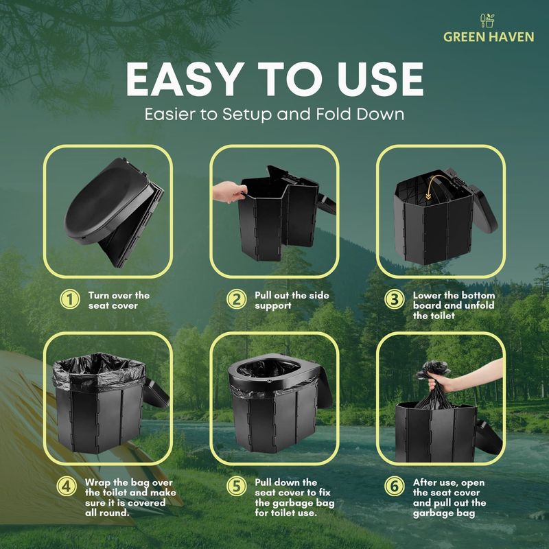 Portable Camping Toilet with Removable Inner Bucket