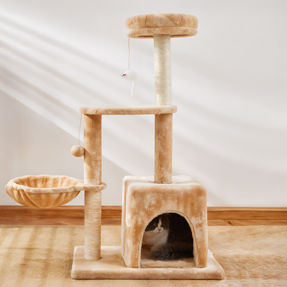 Multi-Level Cat Climbing Tower with Scratch Area