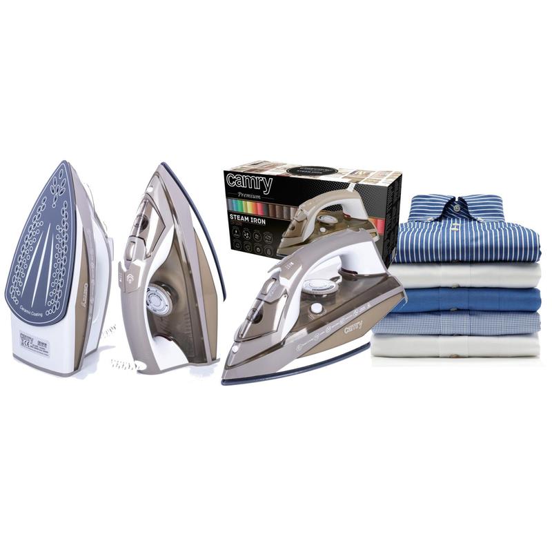 Mega Power 3000w With Ceramic Soleplate: Steam Iron With Auto Shut-off And 5 Functions – Convenient, Safe, And Effective Ironing
