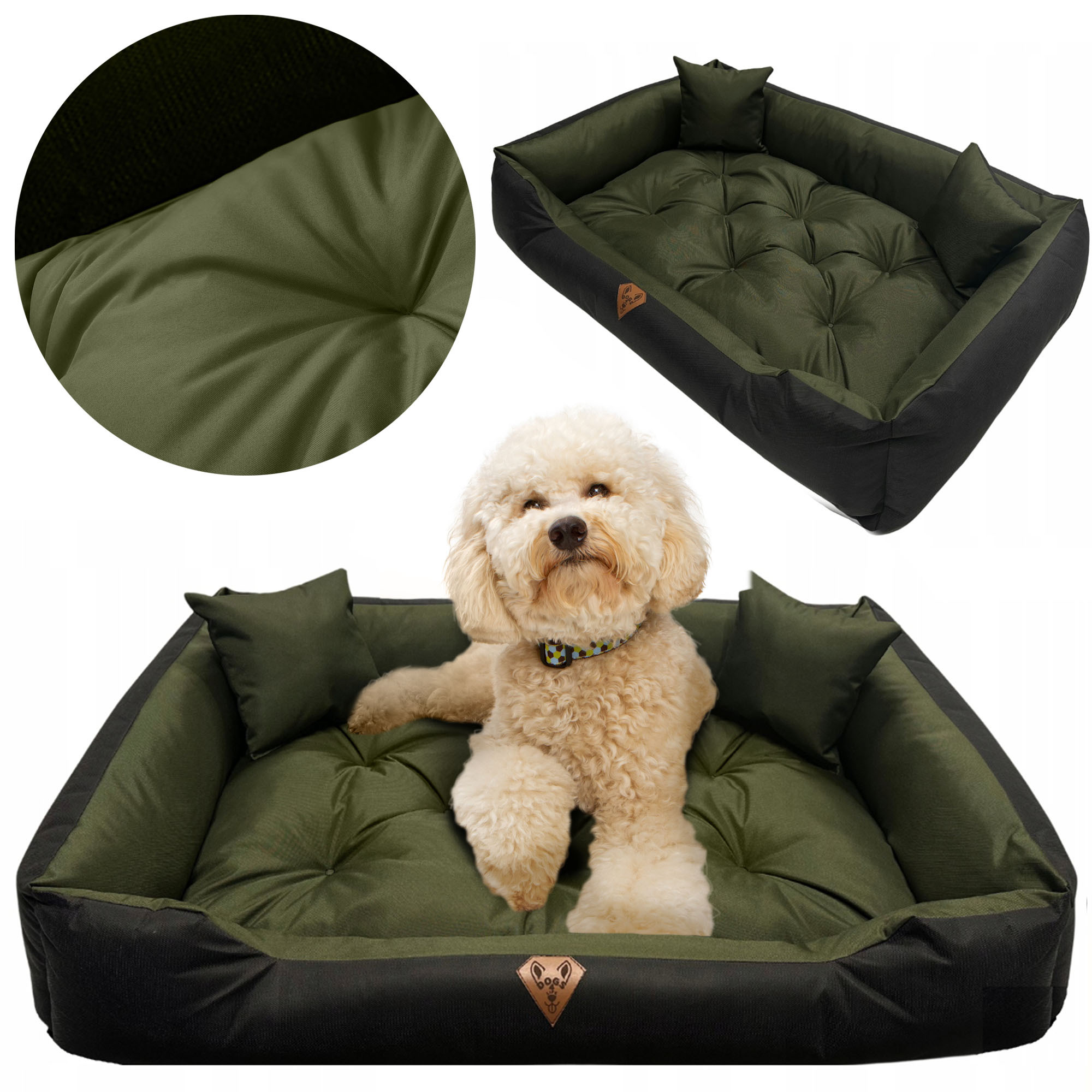 A 100x75 Cm Green Sofa Bed With Water-resistant, Quilted Cushions, Providing And Durability Thanks To Solid Codura Pvc Fabric And Anti-allergic Filling, Ideal For Apartments, Gardens And Areas.