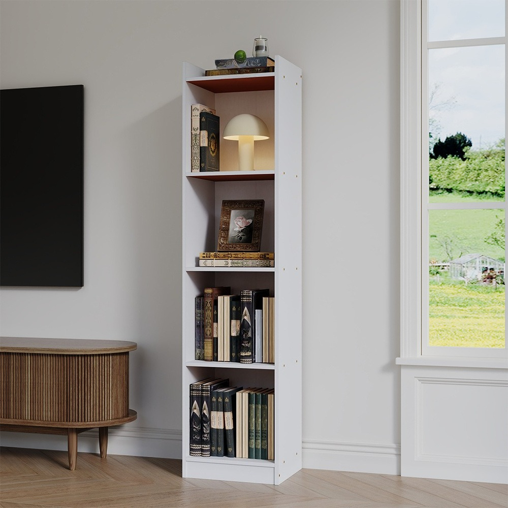 TEMU 2/3/4 Layers Tall Storage Unit Small Bookcase Wooden Storage Cabinets Book Shelf, Modern White Wooden Bookcase – Tall & Skinny Bookshelf Cube