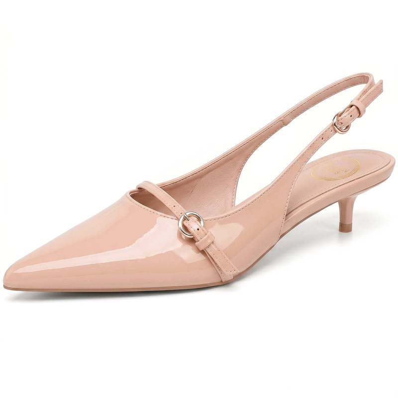 Elegant Women's Pointed Toe Slingback Kitten Heel Sandals