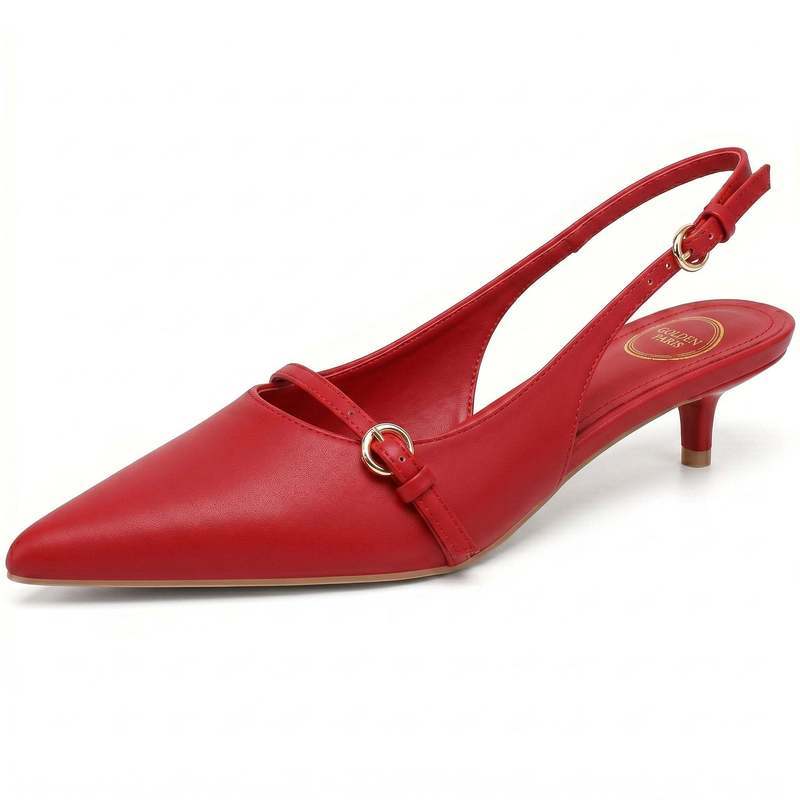 Elegant Women's Pointed Toe Slingback Kitten Heel Sandals