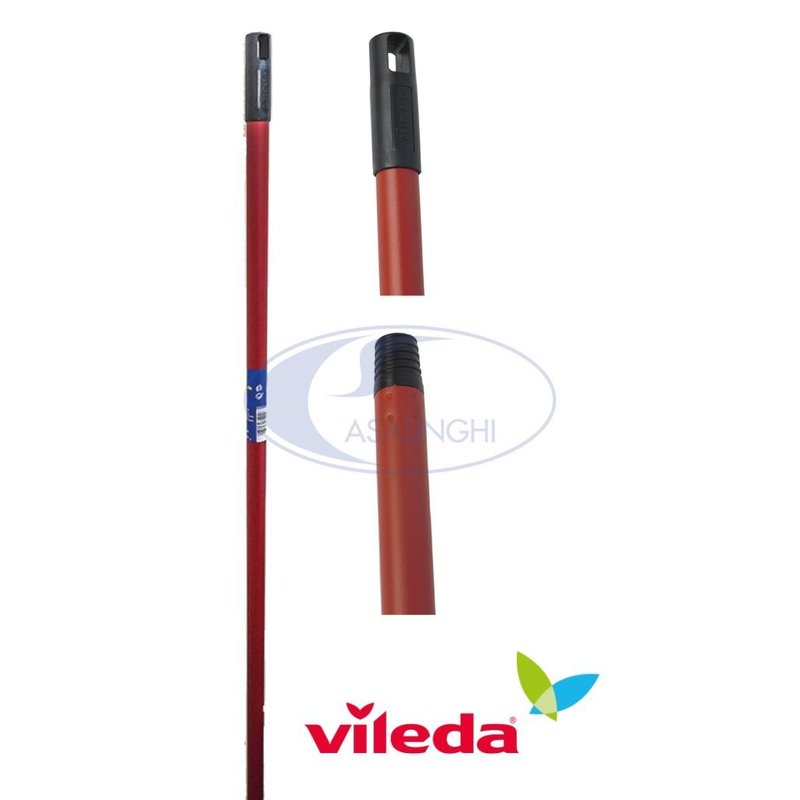 TEMU Vileda Universal Handle, Universal Screw Attachment, For All Broom Types, Practical And Lightweight, Steel, Red, 130 X 2 X 2 Cm, 1