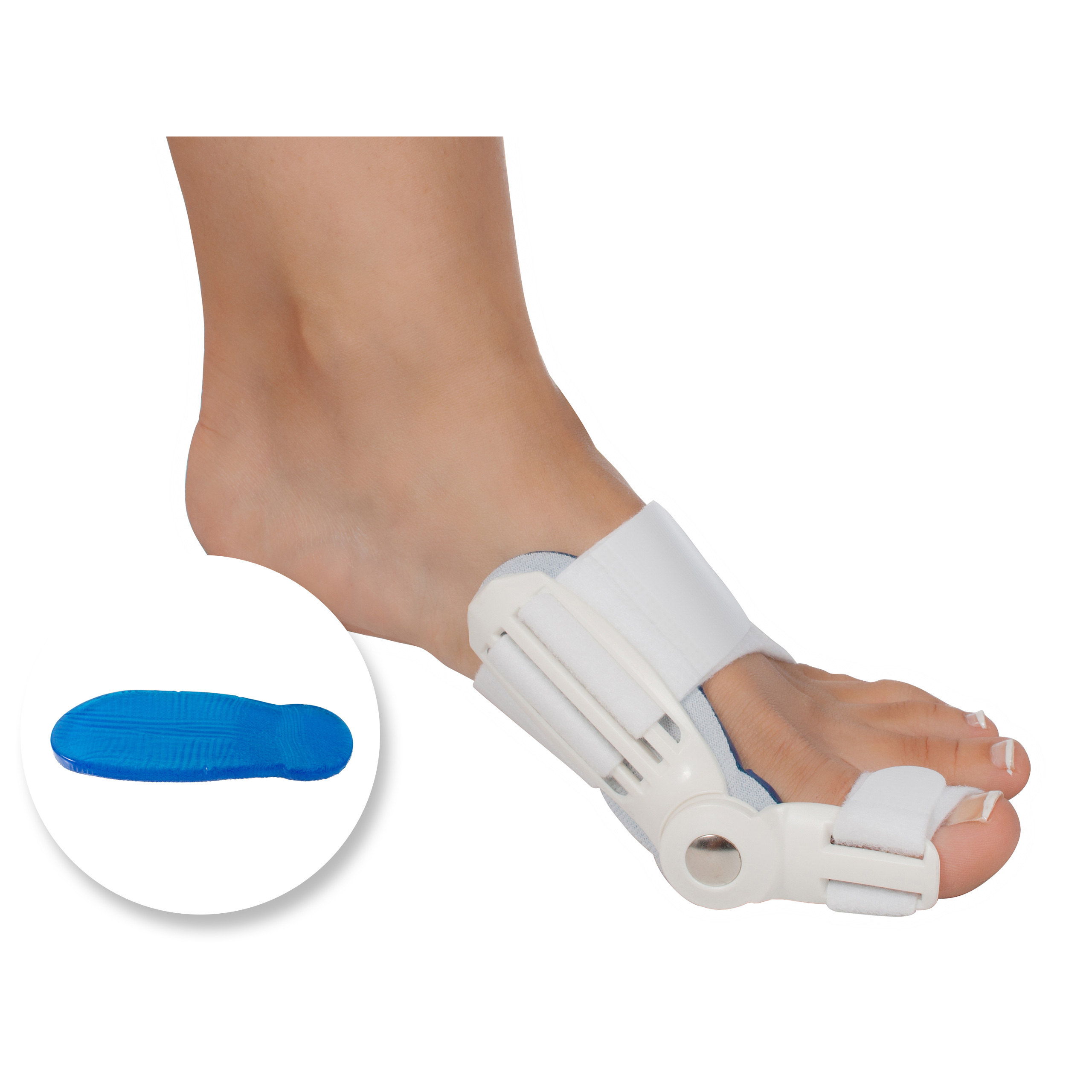 Toe For The Big Toe With A Gel Cushion And Separator, Adjustable Device For The Thumb, Universal Size, Adjustable Straps On The Heel, Toe Setting Support, For Foot.
