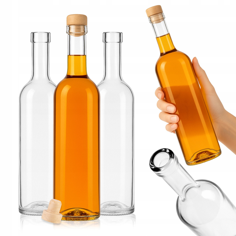 E-shop 1/5/50 Stück Futura 500 ml Glasflaschen für Infusionen, Saft, Wein, Alkohol, Vodka