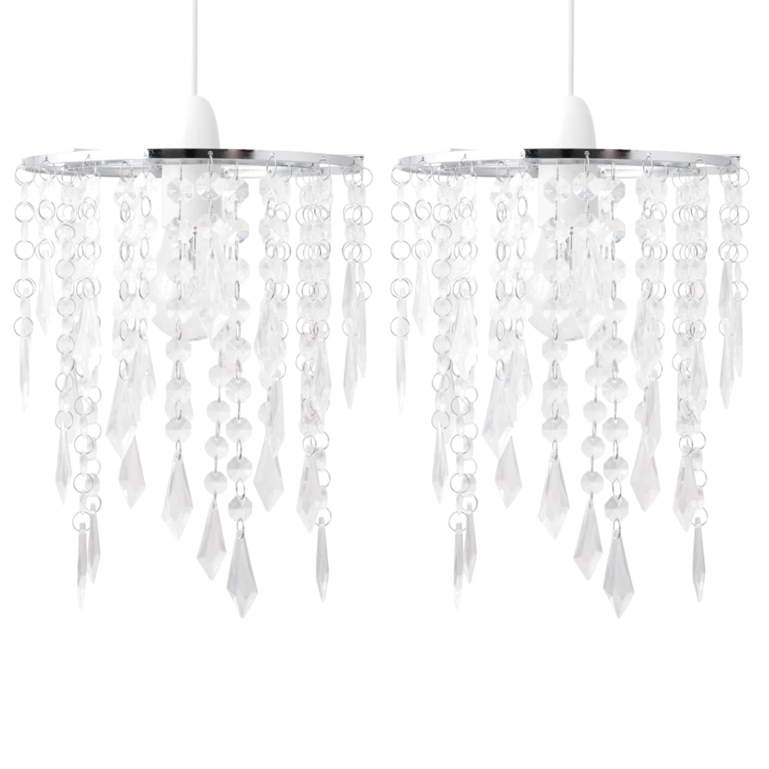 TEMU Set Of 2 Chrome & Clear Jewels Light Shades