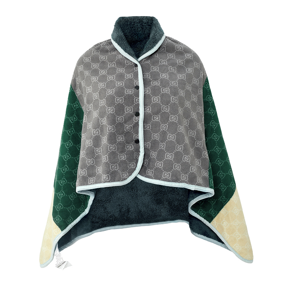 TEMU 1pc Cozy Fleece Wearable Blanket, Autumn Double-layer Thicken Shawl Blanket With Button Design, Multifunctional Bedspread, Suitable For Living
