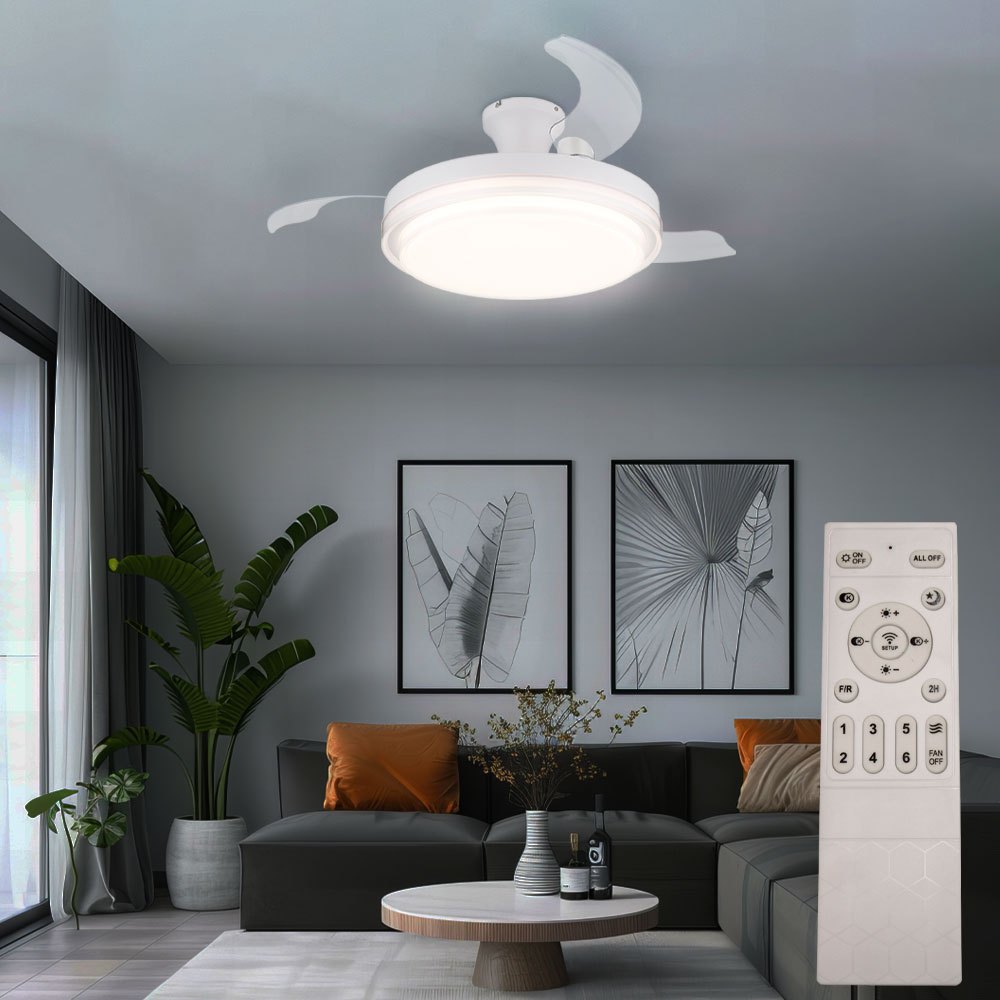 Image of Ceiling Fan With Dimmable Ceiling Light, Remote Control, Right/left Rotation, Cct Timer, Metal, 1x Led 40w 1550lm 2700-6500k, Dia. 106.6cm