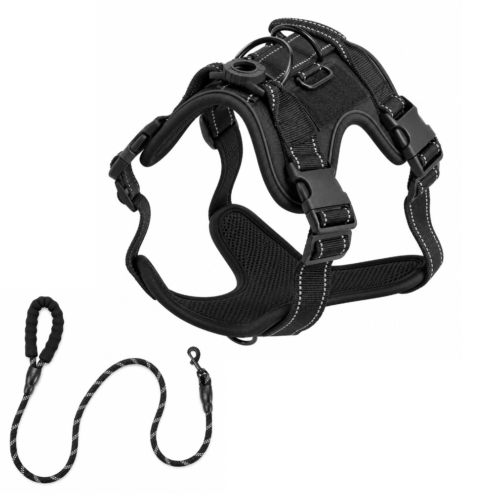Heavy Duty Large Dog Harness with Top Handle & Shock-Absorbing Bungee Attachment