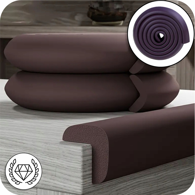 Pjenasta zaštitna traka za rubove - 400 cm smeđa sigurnosna podloga za kutove namještaja, stolove, stolice, radne stolove - zaštita za djecu, jednostavna montaža, mekana apsorpcija udaraca