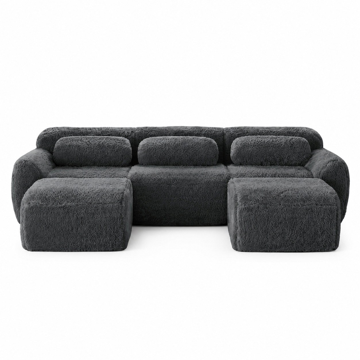 Image of Body-hugging U-shaped Sofa, Ergonomic Deep Sofa Form 32d Memory Foam Pressure Relief, Seating Area With Cushion Slip-resistant Base, For Reading Sleeping Relaxing, Grey