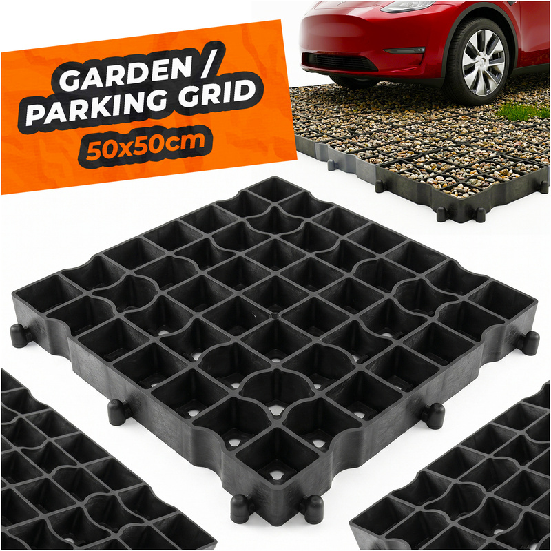 TEMU Grille de jardin pour l'herbe et le 50 × 50 × 5 cm, grille de stationnement pour allées, grille de pelouse pour renforcement de surface, panneau