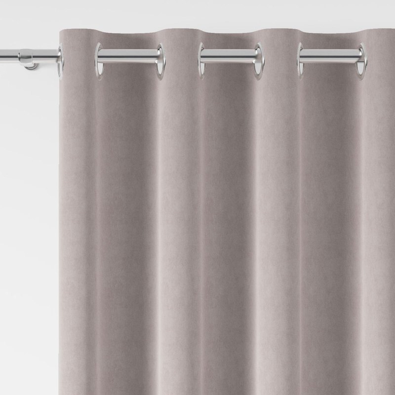 Image of Velvet Beige Smooth Curtain On Welwet Tracks 140x260 Cm