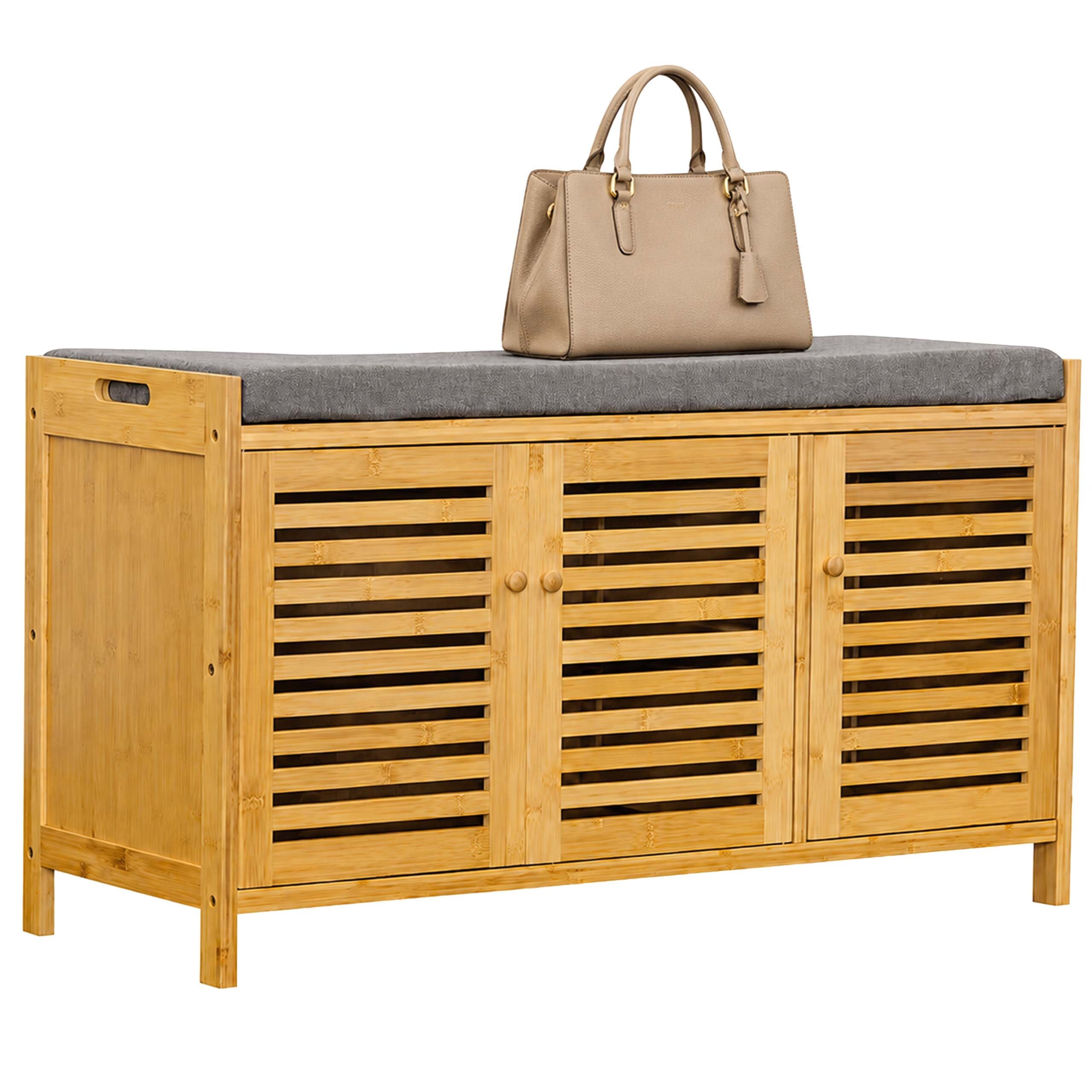 Image of Shoe Bench In Natural/gray - (w)90 X (h)50 X (d)35 Cm