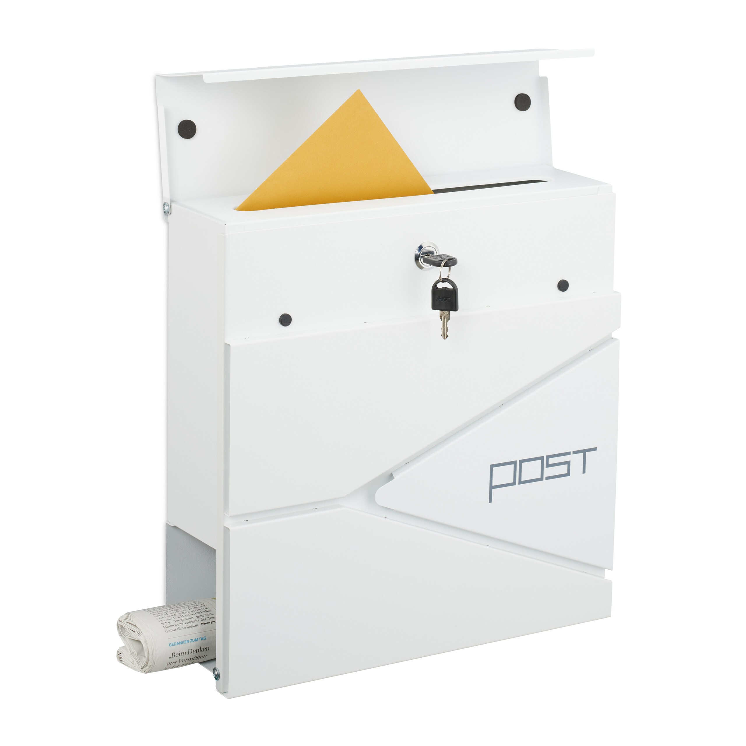 TEMU Mailbox With Newspaper Compartment In White