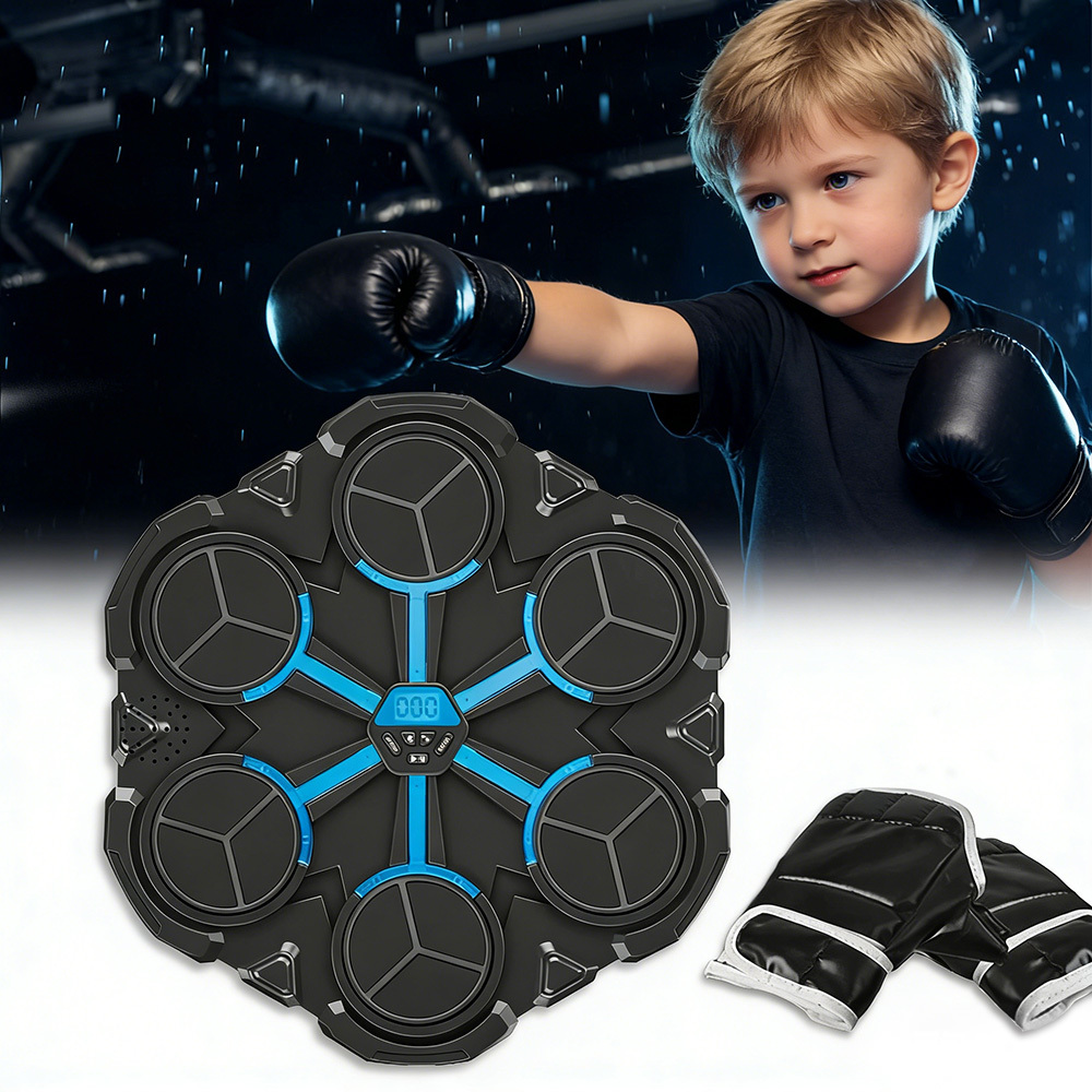 Image of 6- Music Boxing Trainer With Bluetooth & Led Display - Wall Mounted Fitness Game With Dynamic Lights, Built-in Speaker For Rhythm Training, Perfect For Children Gym Entertainment