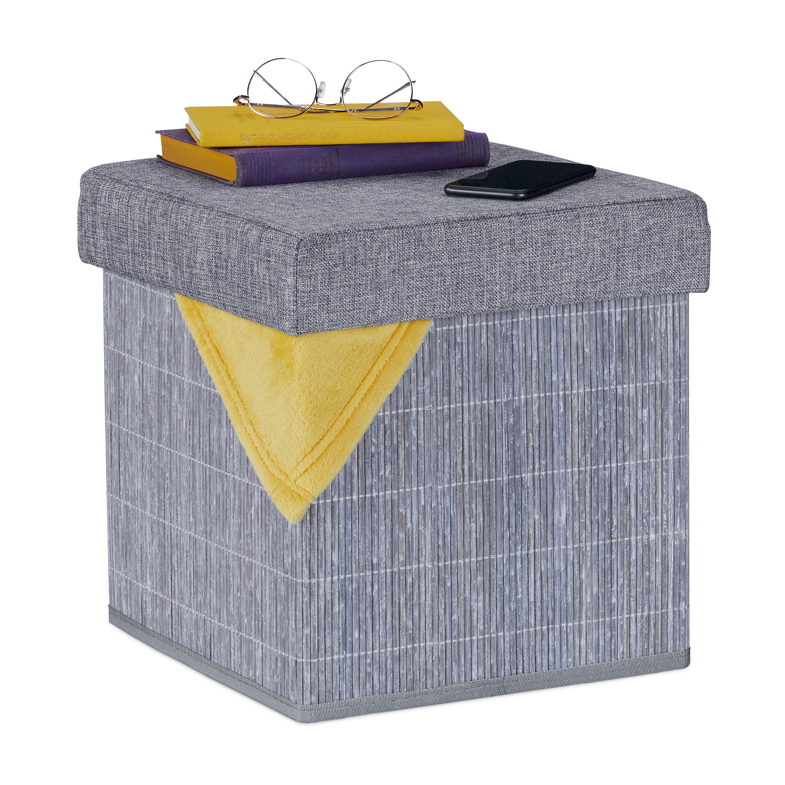 Grey Stool - (w)35 X (h)36 X (d)35 Cm
