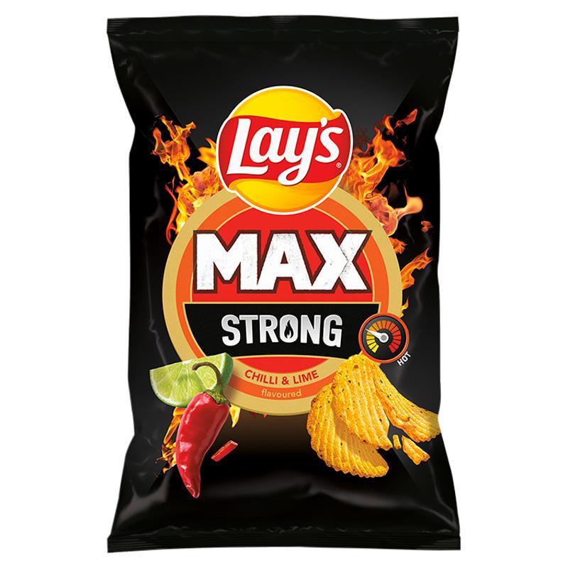 Lay's Max Strong Wavy Potato Chips With Spicy Chili And Lime Flavor, 120 G