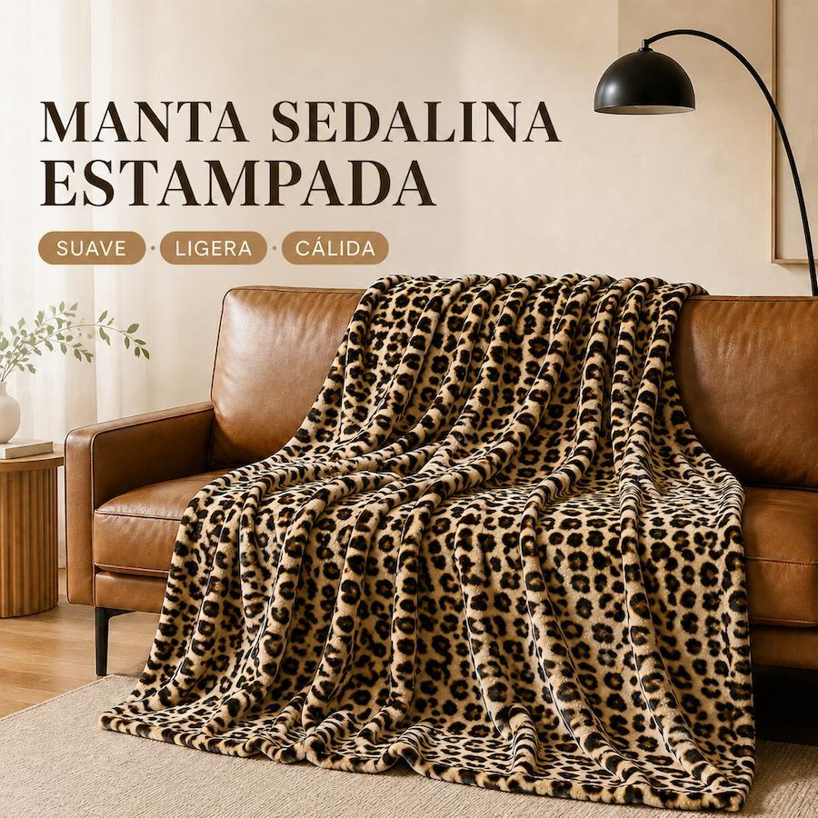 TEMU Estampado Leopardo, Tejido 100% Poliéster, para Sofá, Cama y Uso Diario, 3 Tamaños 220×240/160×220/130×160cm