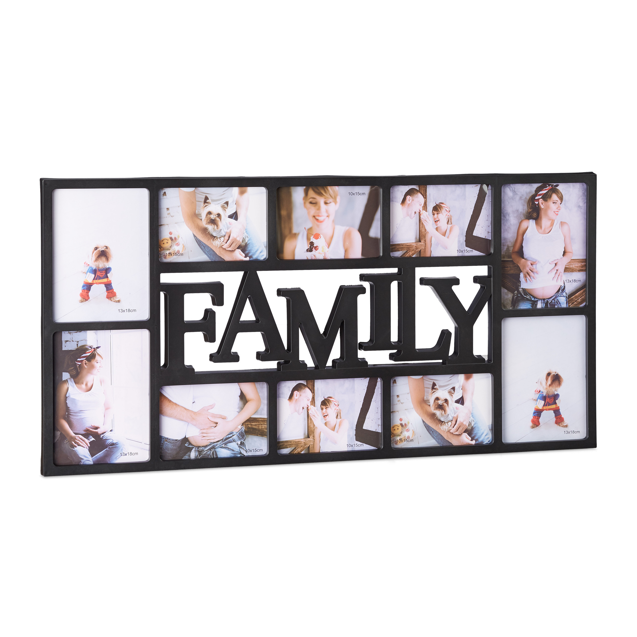 Family Photo Frame In Black - (w)72 X (h) X (d)2 Cm