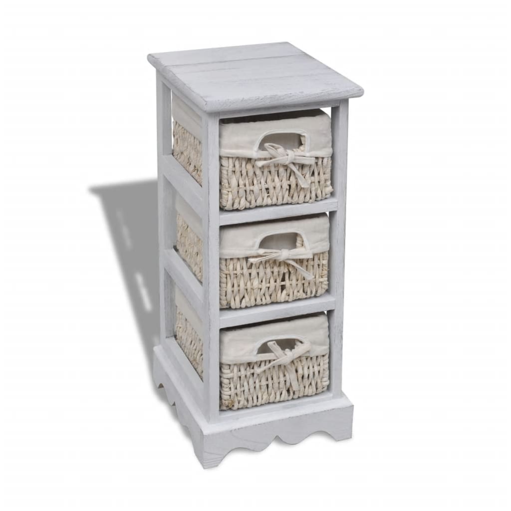 Image of Vidaxl Dresser Cabinet Basket Shelf Basket Dresser Shelf With 3 Storage Baskets Wood White