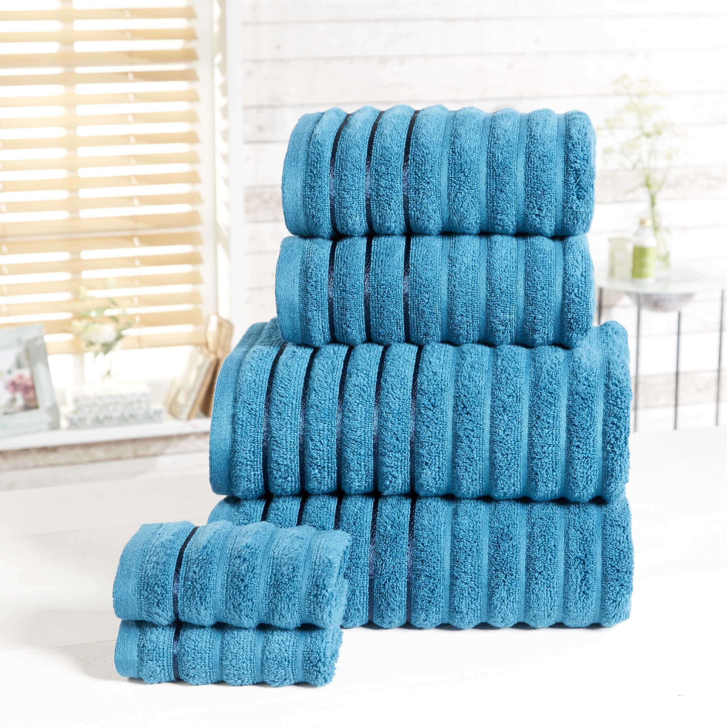 TEMU Ribbed Super Soft 100% Cotton Face Towel – Absorbent & Skin – Stylish Ribbed Texture – Compact Size 30×30 Cm – In Spice Orange, , Silver & Teal