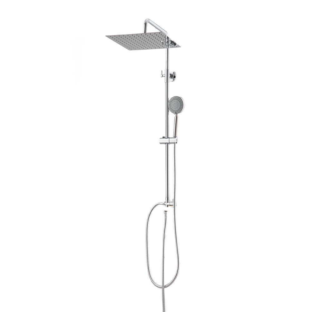 Chrome Finish Bathroom Shower System with Square Rain Shower Set