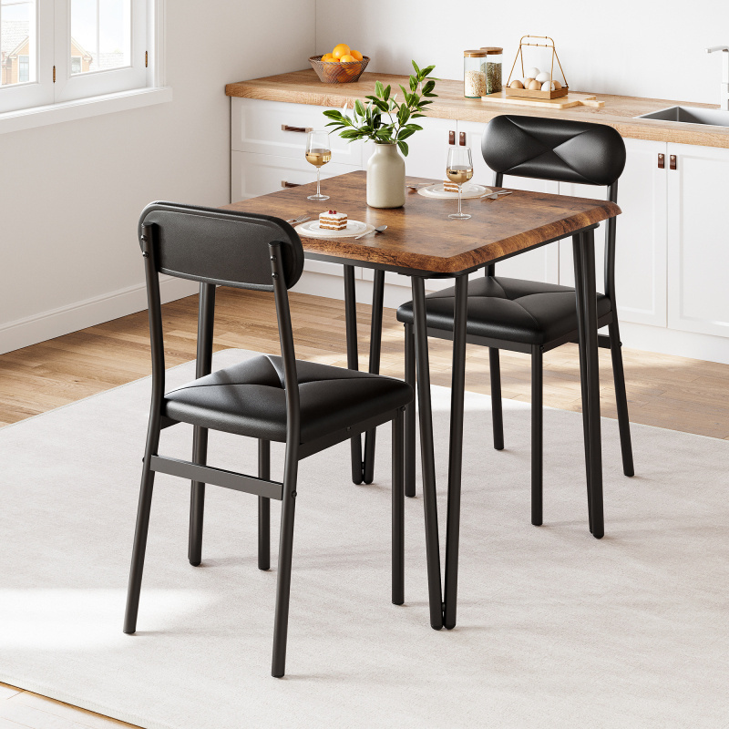 Dining Table Set For 2, Kitchen Table With Upholstered Chairs For Kitchen Room And Small Spaces (vintage, Table With 2 Chairs)