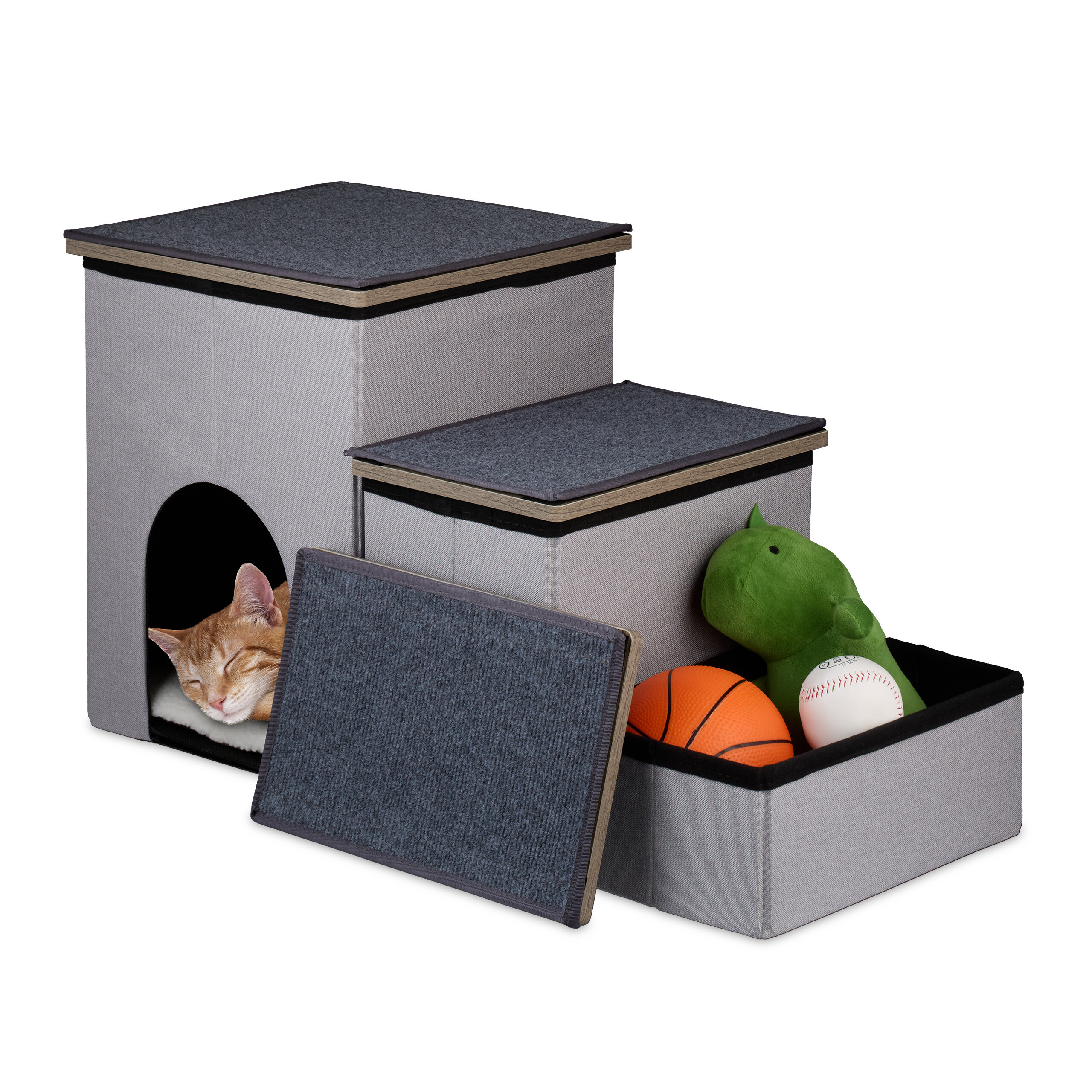 Dog Stairs In Gray - (w)72 X (h)41.5 X (d)33 Cm