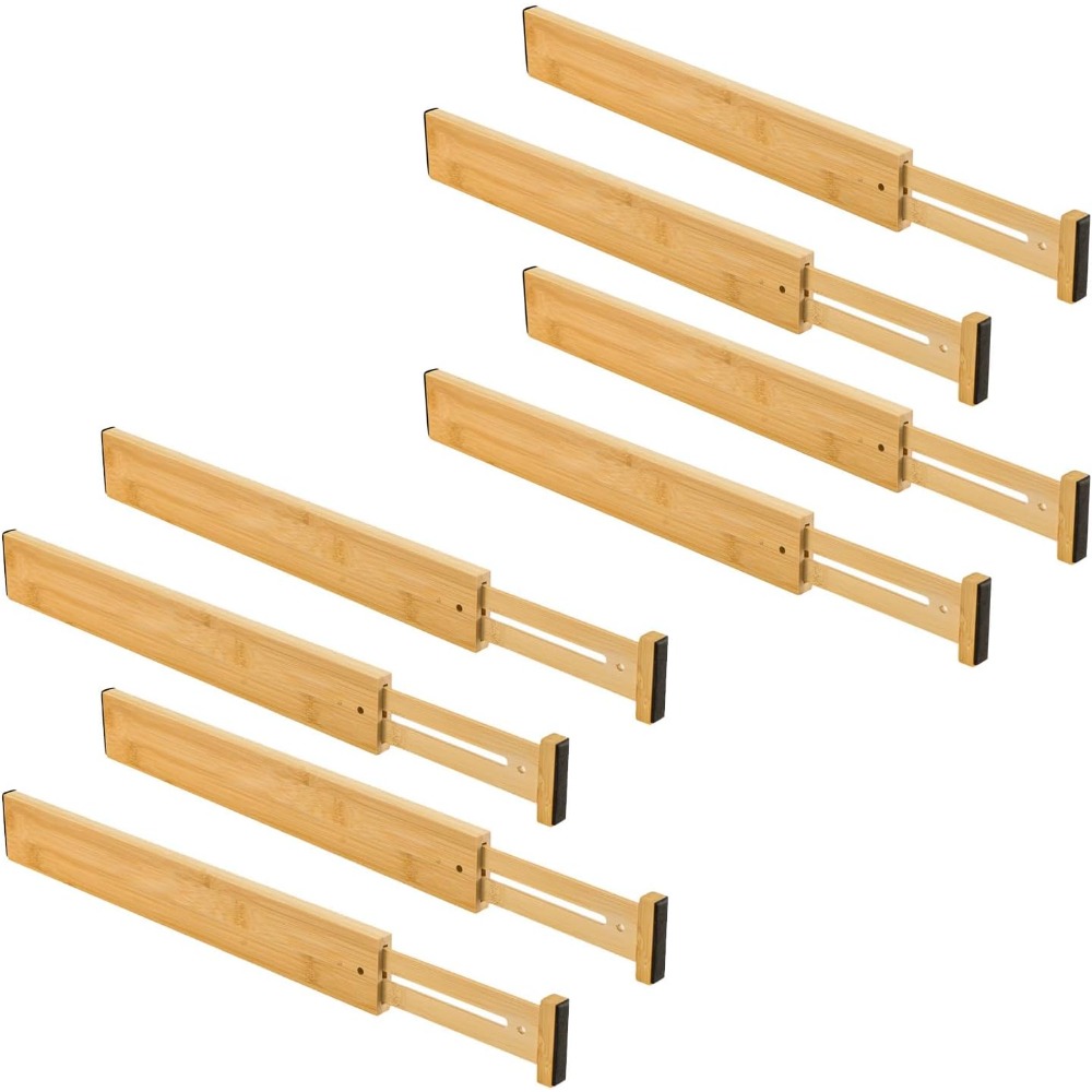 TEMU 4pcs Bamboo Drawer Dividers Multifunctional Expandable And Adjustable Storage Boxes To Enhance Home - Tidy Storage Solutions For Kitchens,