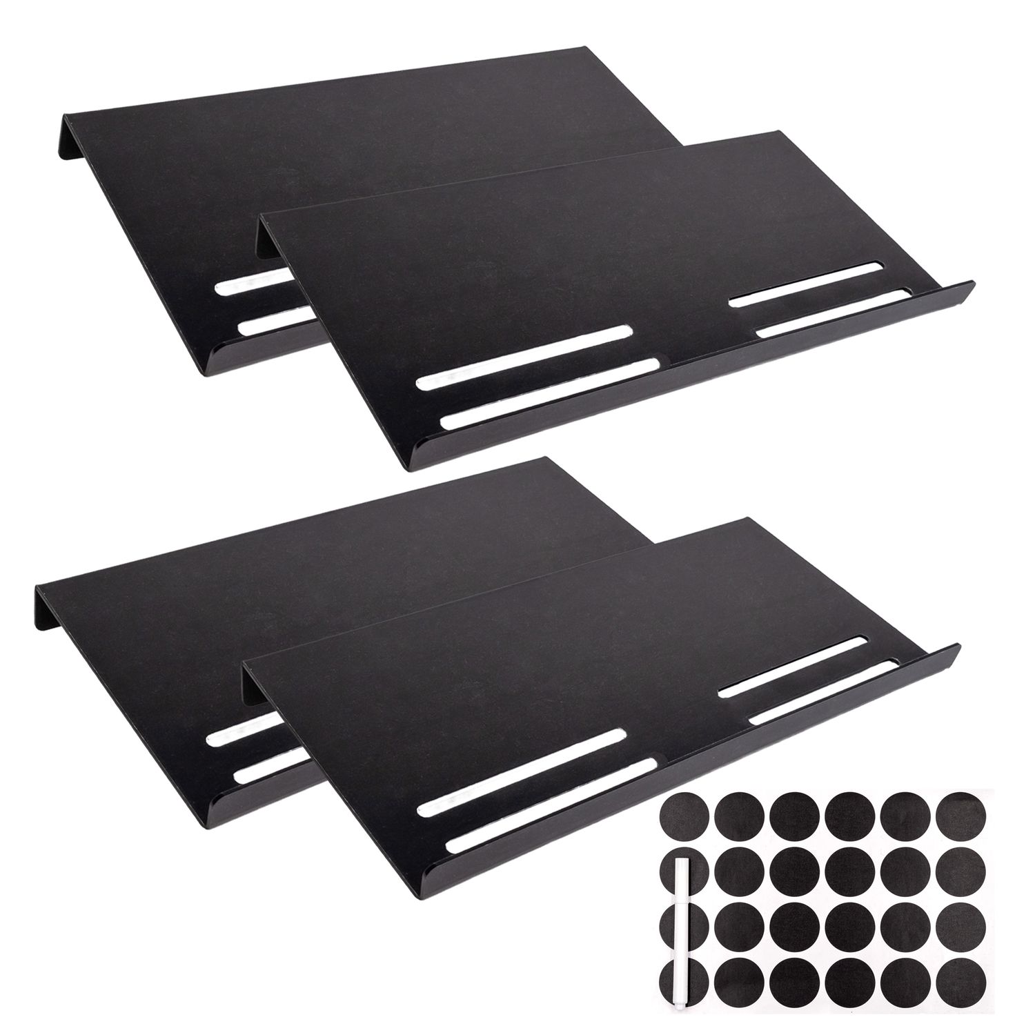 Image of Spice Rack For Drawer Made Of Acrylic In Black With Labels - Plug-in 57 - 15.5 X 30 X 3.8 Cm - Expandable Spice Insert 4pcs Organizer Holder For Drawer