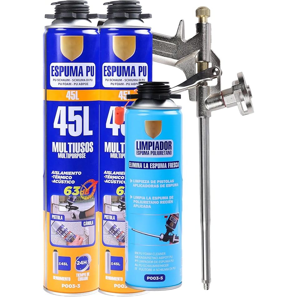 Hansel Home Polyurethane Foam Complete Kit Professional With Applicator Gun And Cleaner – Expanding Foam For Sealing, Insulation, And Filling