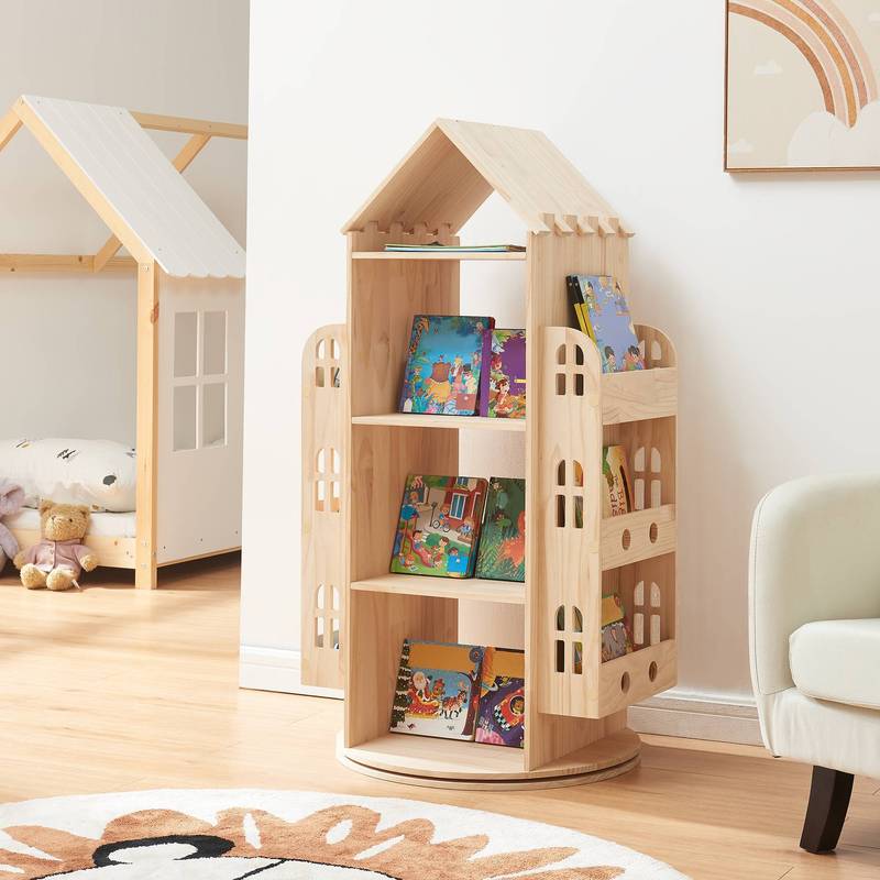 Image of Rotatable Children's Bookshelf Sanköre In House Style 122 Cm Pine Wood Natural