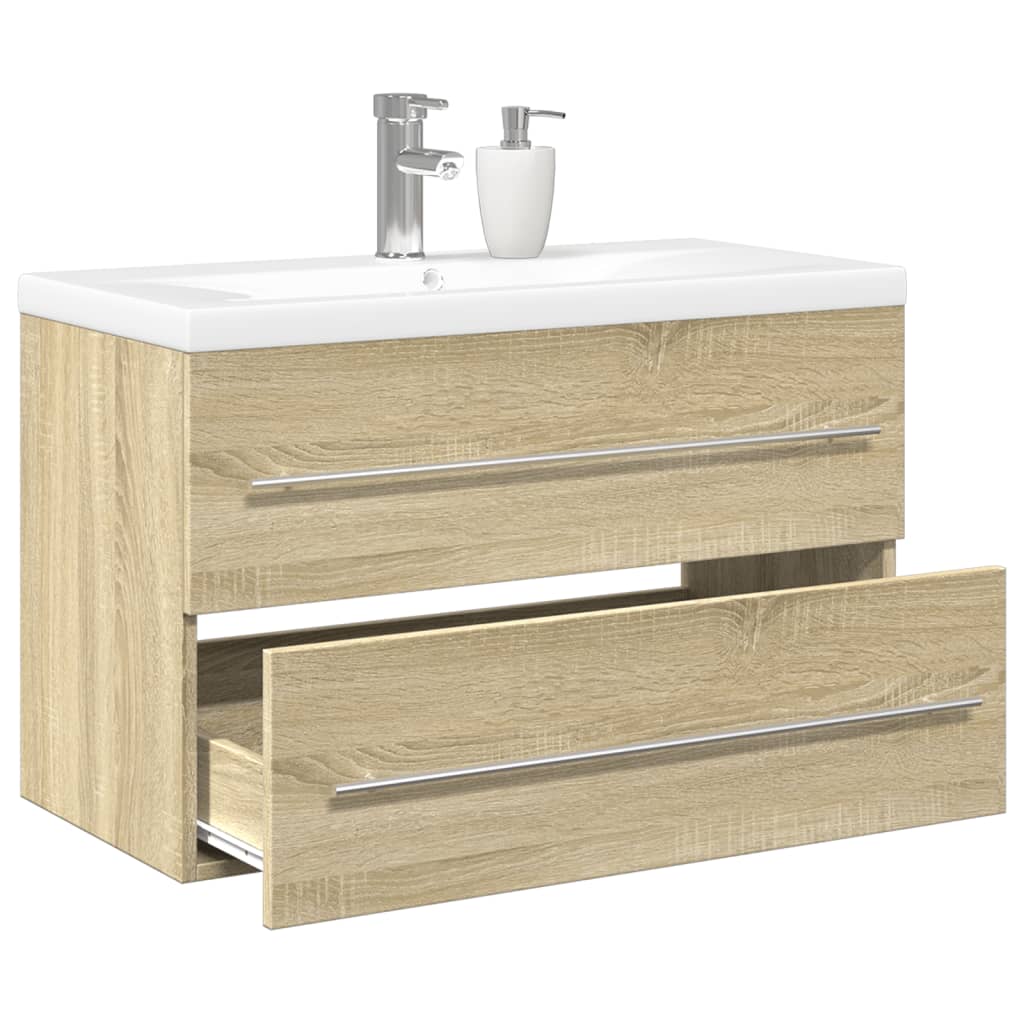 Vidaxl 2pcs Oak Wood Effect Bathroom Furniture Set, Bathroom Cabinet, Bathroom Vanity Unit, Bathroom Furniture, Bathroom Under Sink Storage