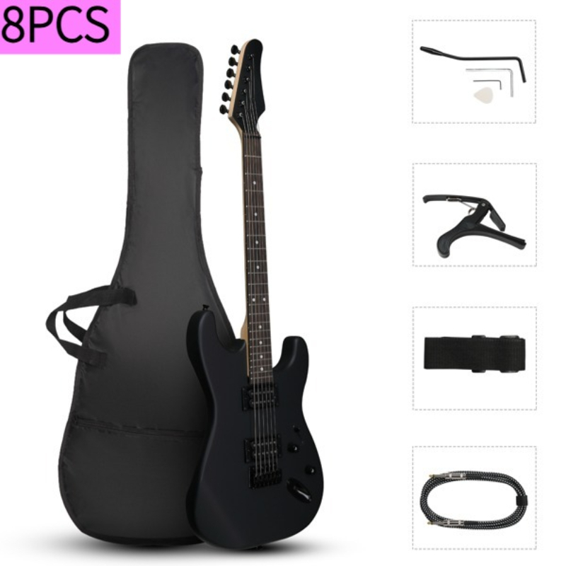 39 inch dual pickup electric guitar set black matte   guitar basswood body maple neck   fingerboard   bridge system including   set of accessories for   strap and joystick heavy duty   tool   by professional musicians suitable for school performances outdoor concerts festive styles and instrument enthusiasts